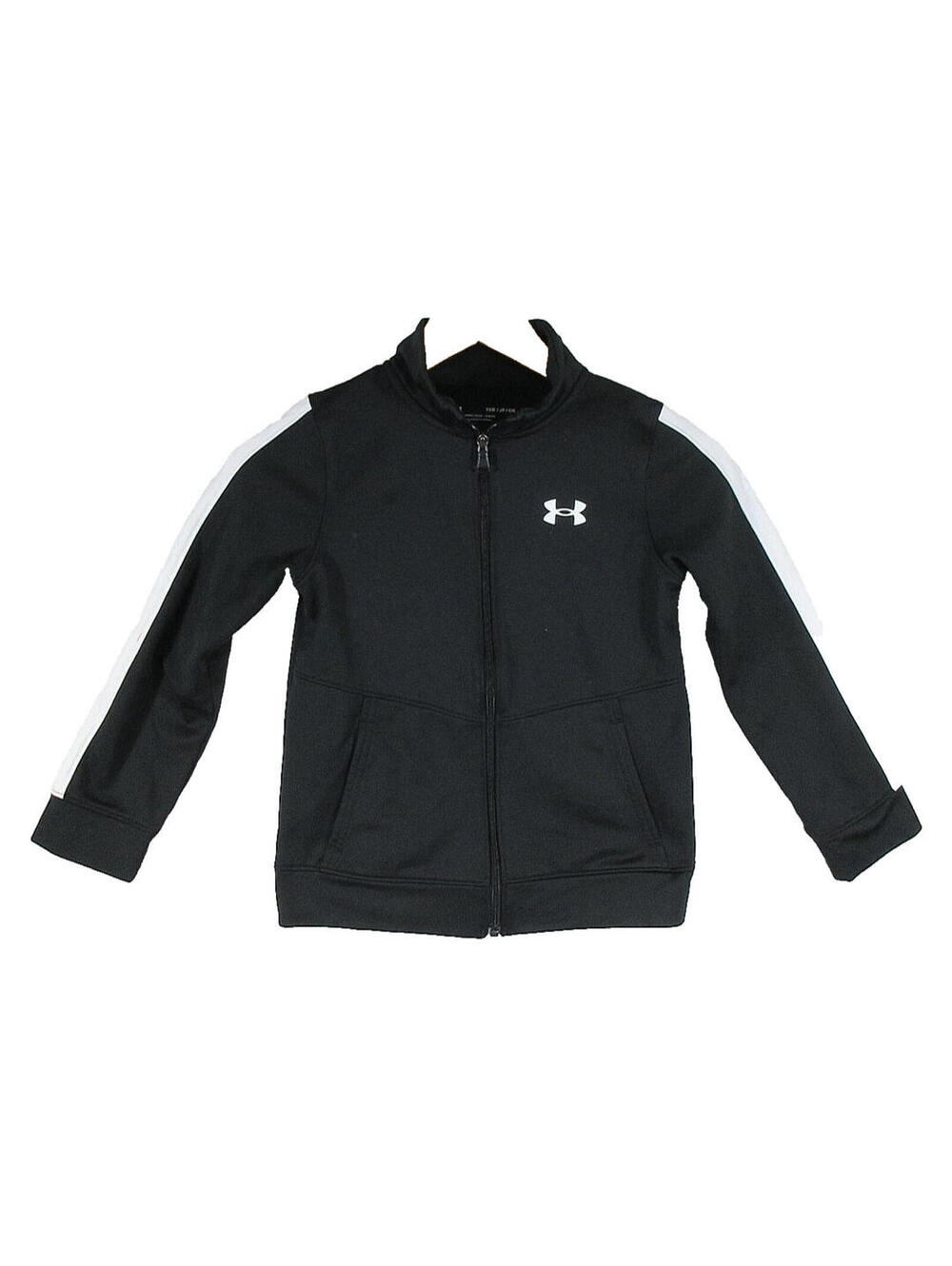 Under Armour Kids Full Zip Knit Track Jacket Long Sleeve Pockets Size S Black